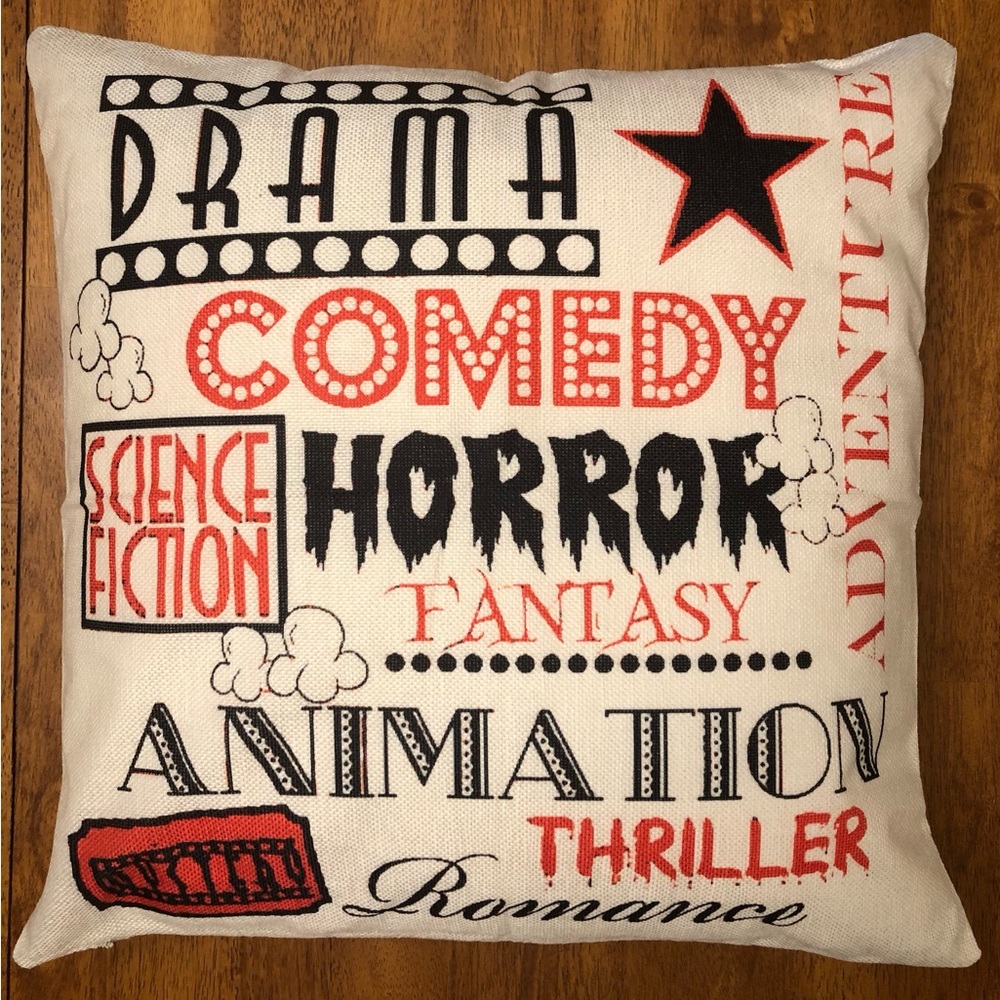4 Pillows; Inserts Included; Decorative; Retro Movie Themed; Linen Blend; Zip - Picture 6 of 9